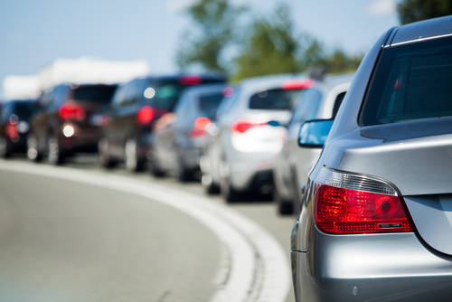 Vehicles stuck in traffic